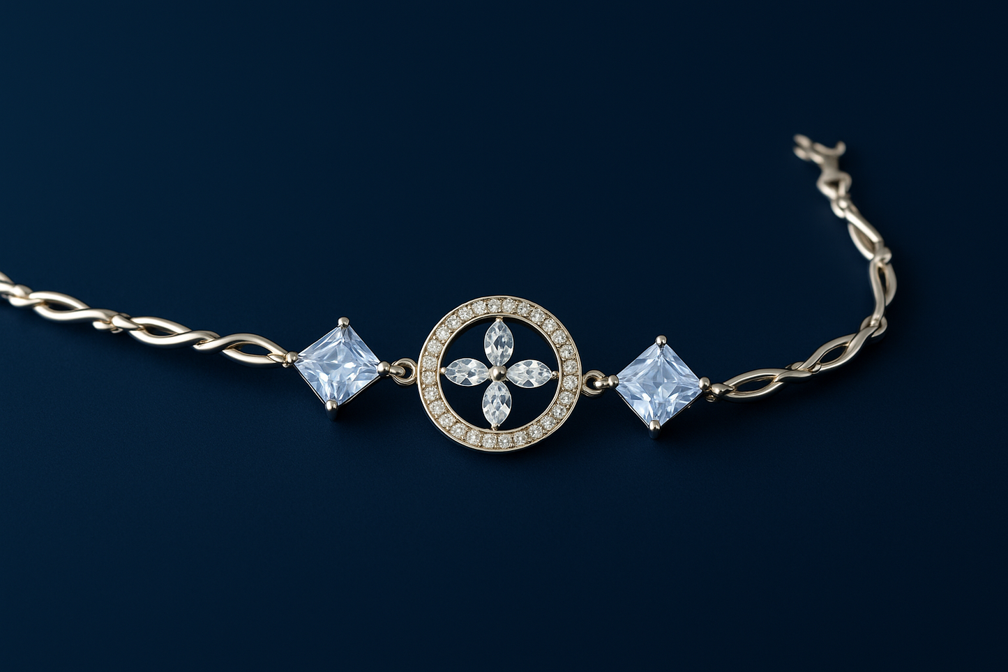 Celestia Link Bracelet – Floral CZ charm