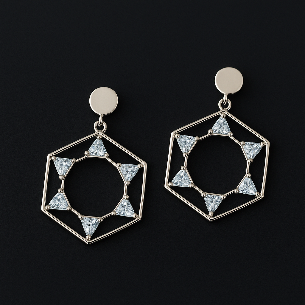 Hexagon sparkle - Stainless Steel earrings