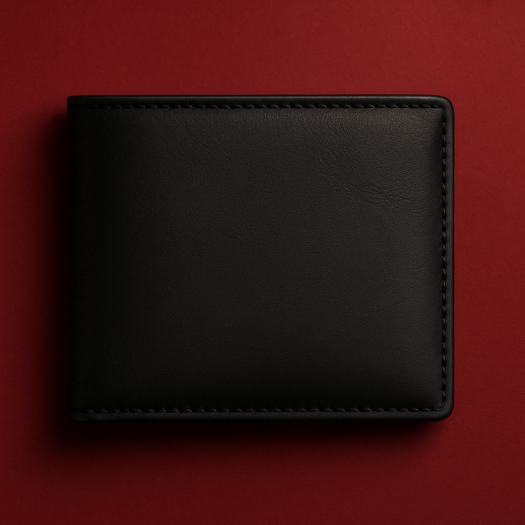 Front view of Onyx Luxe black PU leather slim men’s wallet – Janxy Pakistan