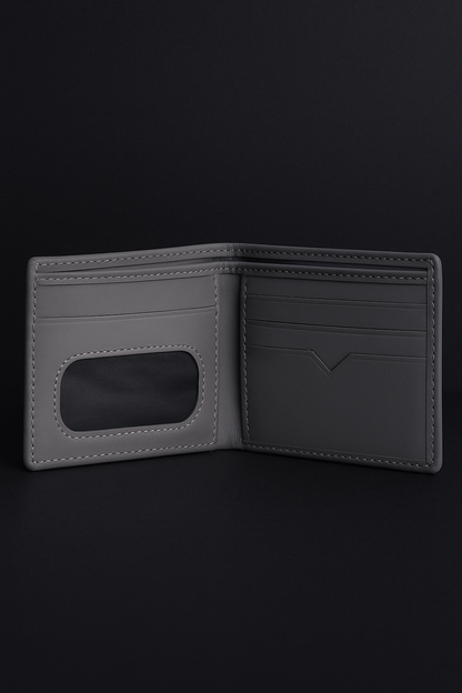 Slate Luxe – Grey PU Leather Slim Men’s Wallet