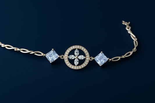 Celestia Link Bracelet – Floral CZ charm