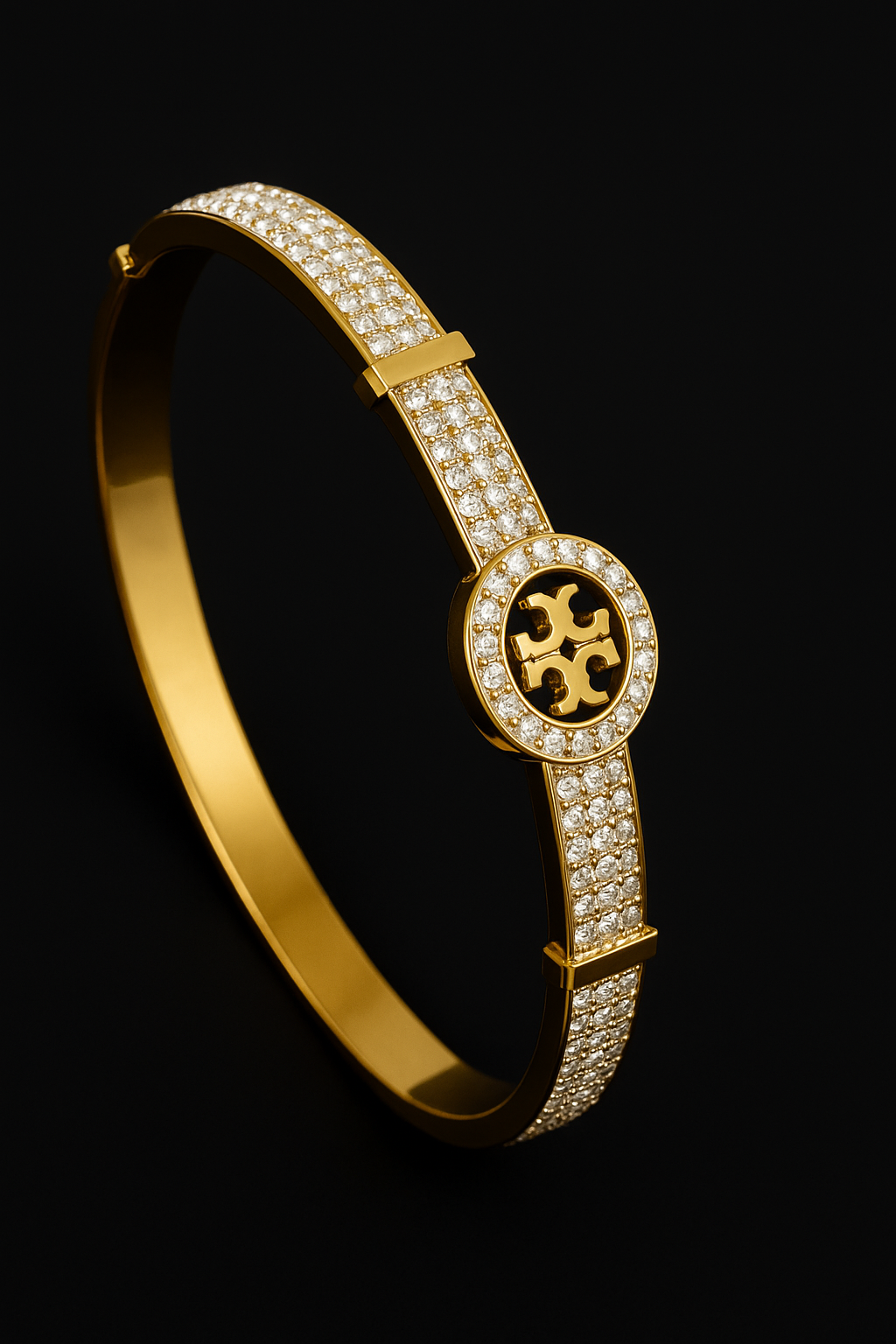 Marlo Luxe Cuff – Gold bangle with encrusted crystal pavé