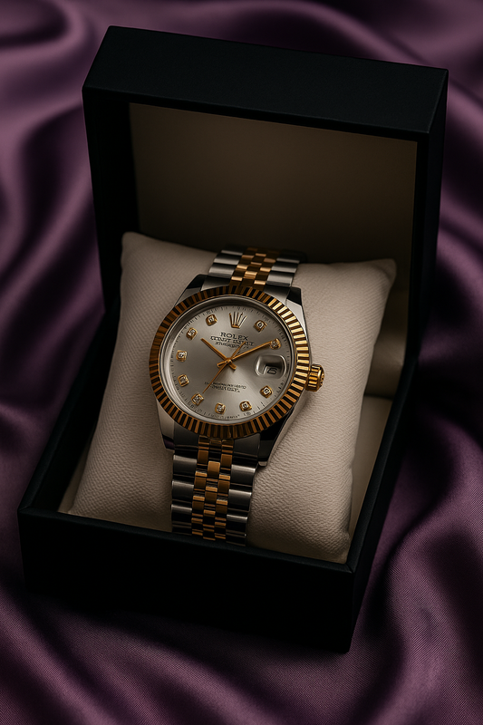 Two-tone stainless steel men’s luxury watch with silver gold dial – Janxy Pakistan
